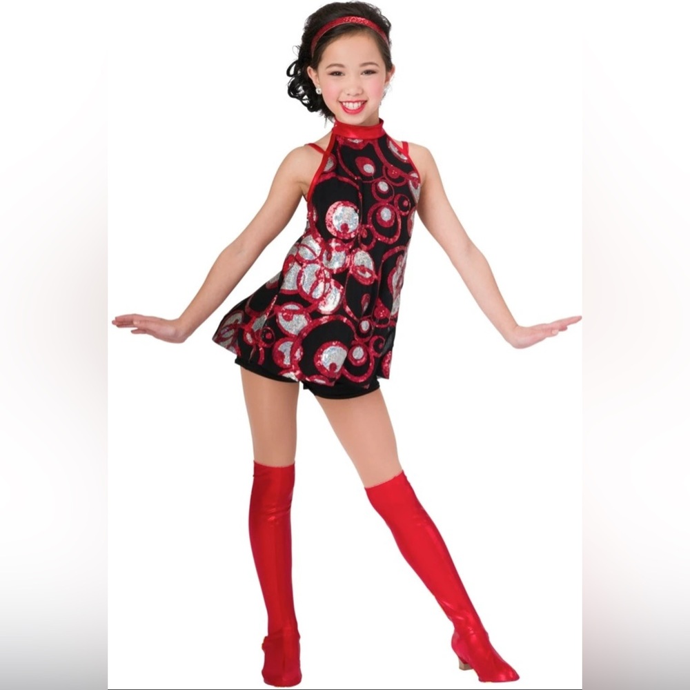 Costume Gallery 17389 Right Round Unitard Sequin Halter Retro Dance Costume